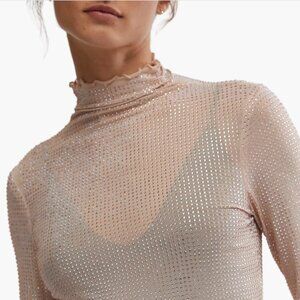 Free People | Dance All Night Embellished Sheer Long Sleeve Top - NEW
